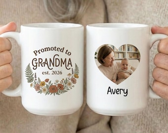 Custom Baby Photo Mug, New Gigi Gift Est 2026, Promoted To Grandma Mug Pregnancy Announcement Gift Grandma Baby Announcement To Grandparents