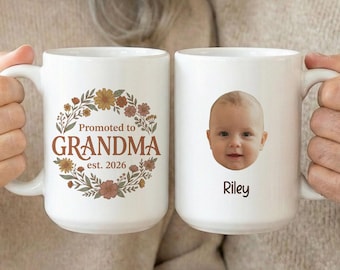 Baby Reveal For Grandma Baby Face Mug Est 2026, Promoted To Grandma Gifts, New Grandma To Be Gift, First Time Grandma Mug, Baby Photo Mugs