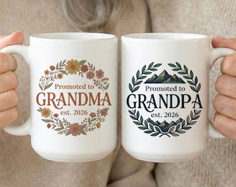 Promoted To Grandparents Mug, Grandma Announcement Gift, Grandpa Baby Announcement Gift, First Time Grandparent Gift Grandparent Baby Reveal