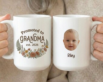 Promoted To Grandma Custom New Grandma Photo Mug, New Grandma Gift From Baby Announcement For Grandmother Baby Gift For Grandma To Be Gifts