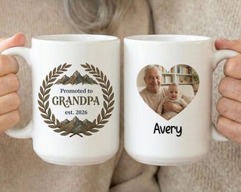 New Grandpa Mug Gift, Personalized Baby Face Photo Mug For Grandpa Birthday, Custom Face Mug gift from grandkids Face Mug Fathers Day Gift