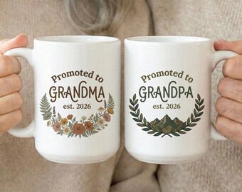 First Time Grandparents Mug Custom Year Grandma and Grandpa Mugs New Grandparents Mugs Est 2026 Christmas Grandparent Pregnancy Announcement