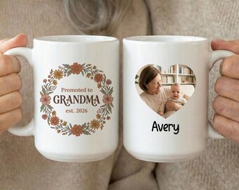 Grandma To Be Announcement, Grandma Baby Face Mug For New Grandma Photo Mug Baby Reveal Grandparents Personalized Grandma And Baby Photo Mug
