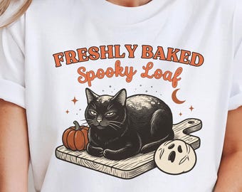 Ghost Halloween Cat Loaf Shirt, Cat Halloween Shirt Women Halloween Cat Sweater Women, Cozy Spooky Season Sweatshirt Cat Halloween Sweater