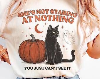 Comfort Colors Spooky Season Pumpkins Halloween Shirt Spooky Season, Black Cat Halloween Women Shirt, Cat Pumpkin Ghost Halloween Cat Shirt