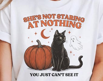 Funny Cat Ghost Shirt Ghost Cat Pumpkin Ghost Cat Shirt Women, Ghost Halloween Cat Shirt Retro Spooky Season Shirt, Cat Halloween Sweatshirt