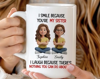 Funny Sister To Sister Gift, Long Distance Sisters Gift, Sister Christmas Birthday Gift, I Smile Because You Are My Sister Gift From Sister
