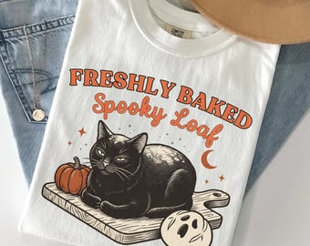 Spooky Cat Pumpkin Ghost Cat Pumpkin Shirt Women Halloween Shirt Men, Meme Cat Shirt Funny Cat Ghost Halloween Cat Pumpkin Cat Bakery Shirt