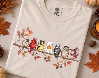 Birds On Branch Shirt, Spooky Bird Shirt Comfort Colors Spooky Birdwatcher Tee Bird Birding Shirt Cute Spooky Costume Birds Shirt Bird Lover