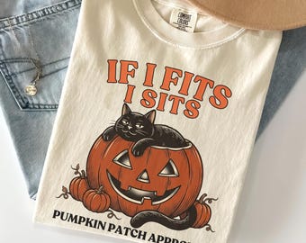 Comfort Colors Cat Halloween Shirt, Cat Pumpkin Halloween Shirt Women Meme Cats Graphic Tee Autumn Halloween Shirt Cats Fall Shirt For Women