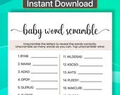 Printable Baby Shower Word Scramble Game Baby Shower Game Word Scramble Baby Shower Baby Word Scramble Game Baby Shower Game Printable b401