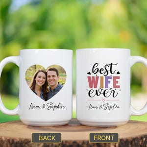 Regalo de cumpleaños personalizado para esposa, regalo de aniversario para esposa, regalo de cumpleaños para mamá, regalo personalizado para esposa, regalo de taza de café para la mejor esposa