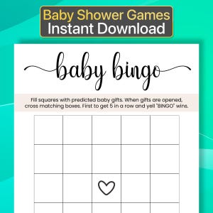 Afdrukbare bingo voor babyshower Bingokaarten voor babyshower Afdrukbare bingo voor babyshower Babybingo Afdrukbare bingokaarten voor baby's Babyshower b401