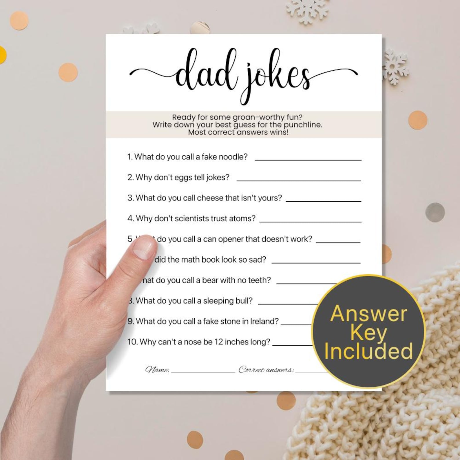 Printable Baby Shower Dad Jokes Game Baby Shower Game Dad Jokes Baby ...