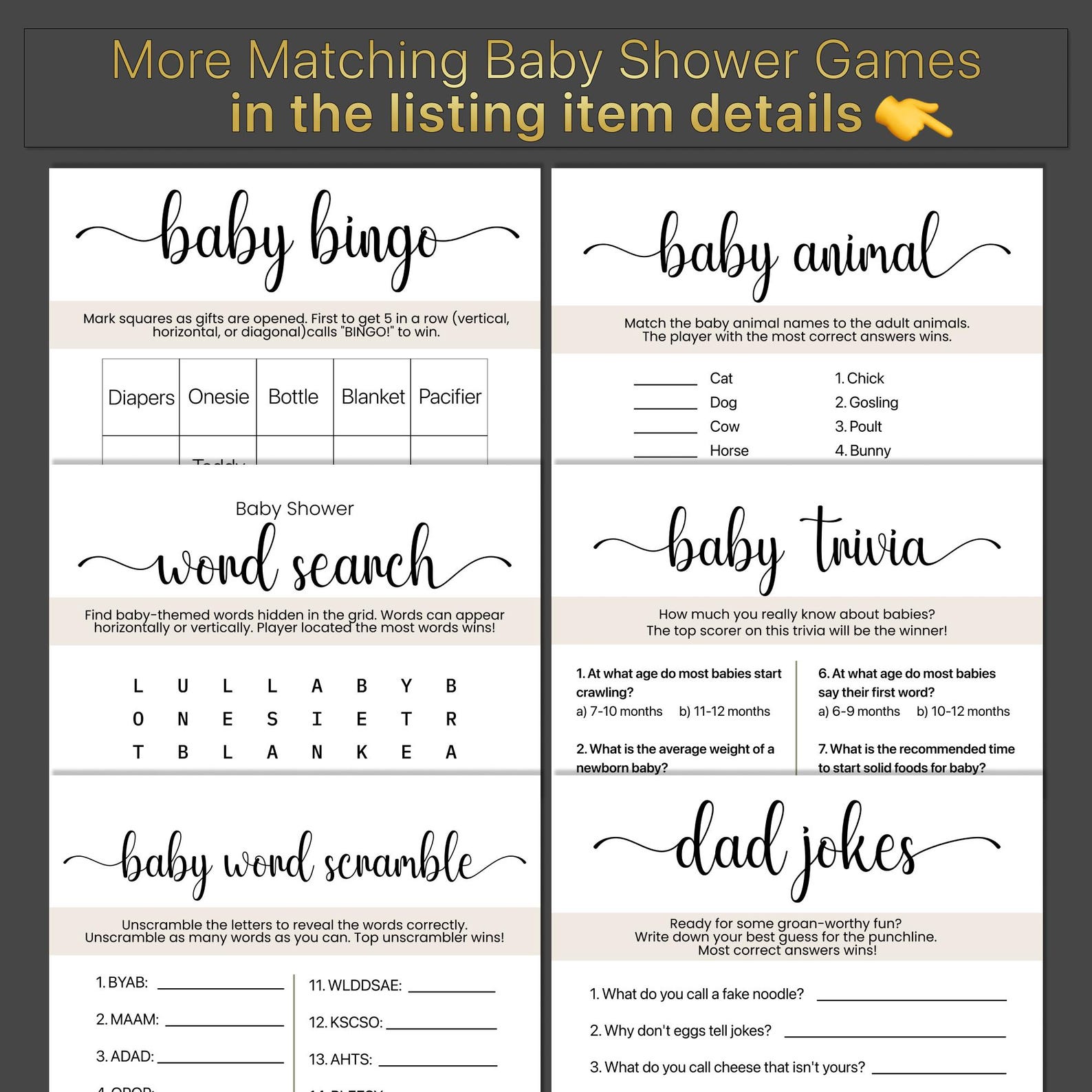 Printable Baby Shower Over or Under Baby Shower Game Printable Baby ...