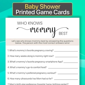 Juego impreso "Quién conoce a mamá" Juego impreso para baby shower Juego impreso "Quién conoce a mamá" El mejor juego Juego impreso "Quién conoce a mamá" Juegos impresos para baby shower
