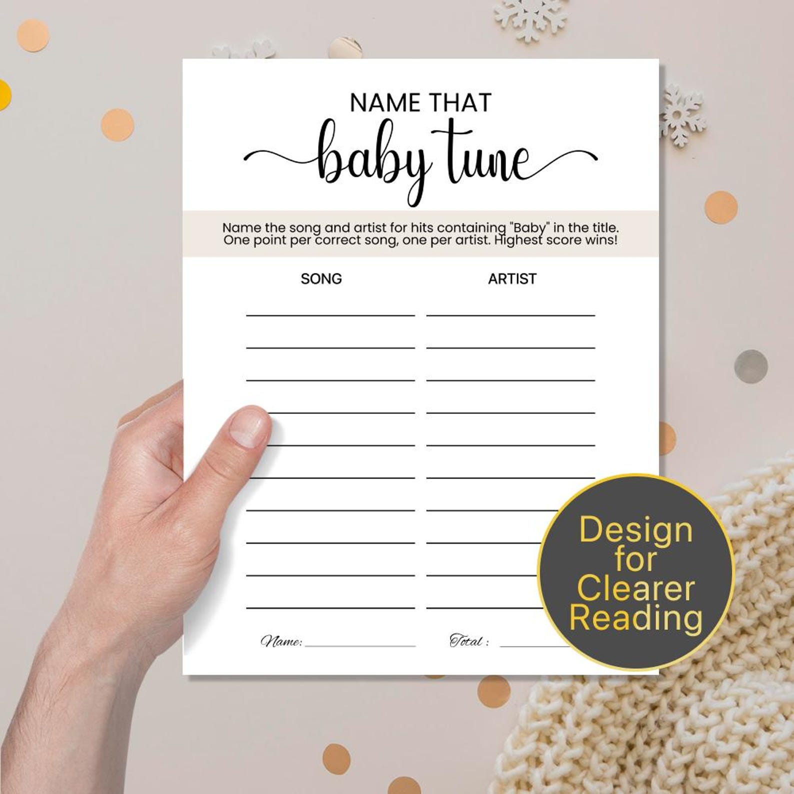 Printable Baby Shower Game Name That Baby Song Game Baby Shower Name ...