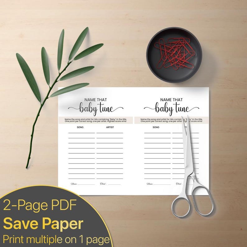 Printable Baby Shower Game Name That Baby Song Game Baby Shower Name ...