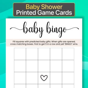 Juego de bingo para baby shower impreso Tarjetas de bingo para baby shower impresas Tarjetas de bingo para baby shower impresas Juego de bingo para bebé impreso Juegos para baby shower impresos