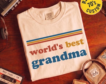T-shirt in vintage stijl voor oma: retro kerstcadeau voor oma, het beste oma-shirt ter wereld, retro verjaardagscadeau voor oma van de kleinkinderen.