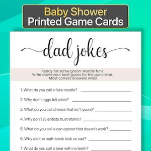 Gedrukt babyshower Dad Jokes-spel Gedrukt Dad Jokes-babyshowerspel Afgedrukt babyshowerspel Dad Jokes Afgedrukt babyshowerspelletjes Afgedrukt
