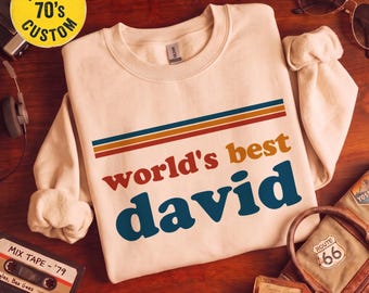 Vintage stijl verjaardagssweatshirt voor mannen, retro kerstcadeau voor hem, sweatshirt met gepersonaliseerde naam, 's werelds beste sweatshirt, gepersonaliseerd cadeau voor papa en opa.
