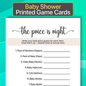 Juego de Baby Shower impreso con el precio correcto Juego de Baby Shower impreso con el precio correcto Juego de Baby Shower impreso con el precio correcto Juegos de Baby Shower impresos