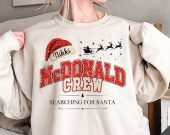 Personalized Christmas Family Crew Shirt, Family Name Sweatshirt Custom Family Matching Christmas Tee, Ugly Christmas Sweatshirt Women