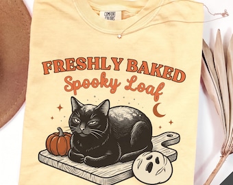 Black Cat Halloween Shirt Women, Retro Halloween Shirts Spooky Season Shirt, Pumpkin Cat Ghost Pumpkin Shirt, Retro Spooky Season Shirt