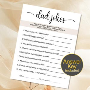 Printable Baby Shower Dad Jokes Game Baby Shower Game Dad Jokes Baby Shower Game Download Baby Shower Games Printable Neutral Boy Girl b401