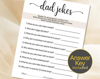 Printable Baby Shower Dad Jokes Game Baby Shower Game Dad Jokes Baby Shower Game Download Baby Shower Games Printable Neutral Boy Girl b401