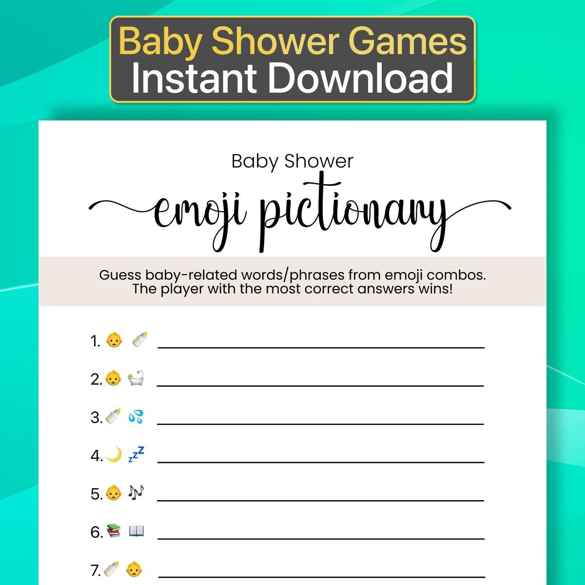 Printable Baby Shower Emoji Game Baby Shower Emoji Pictionary Game Baby ...