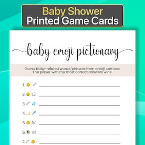 Juego de emojis para baby shower impreso Juego de emojis para bebé impreso Juego de pictionary de emojis para bebé impreso Juego de pictionary de emojis para baby shower impreso