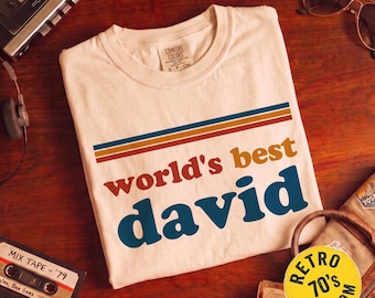 Vintage verjaardagsshirt voor mannen, retro kerstcadeau voor hem, T-shirt met gepersonaliseerde naam en tekst "Worlds Best", een persoonlijk cadeau voor vader, echtgenoot en opa.