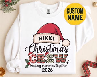 Family Crew Matching Christmas Shirt Family Christmas Outfits Family Matching Xmas Sweatshirts Men Women Custom Christmas Shirts Custom Name