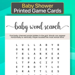 Juego de búsqueda de palabras para baby shower impreso Juego de búsqueda de palabras para bebé impreso Juego de búsqueda de palabras para baby shower impreso Juegos de palabras para bebé impresos