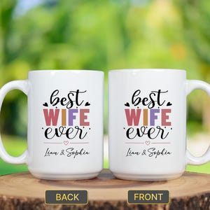 La mejor esposa del mundo, regalos personalizados para esposas, regalo de aniversario para esposa, tazas para el día de San Valentín, regalos para esposa, día de boda, taza personalizada para esposa, personalizada.