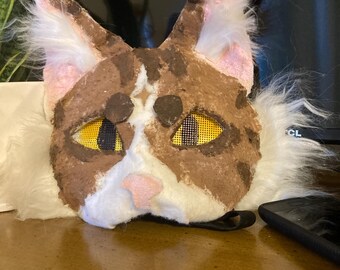 Brown tabby cat therian mask