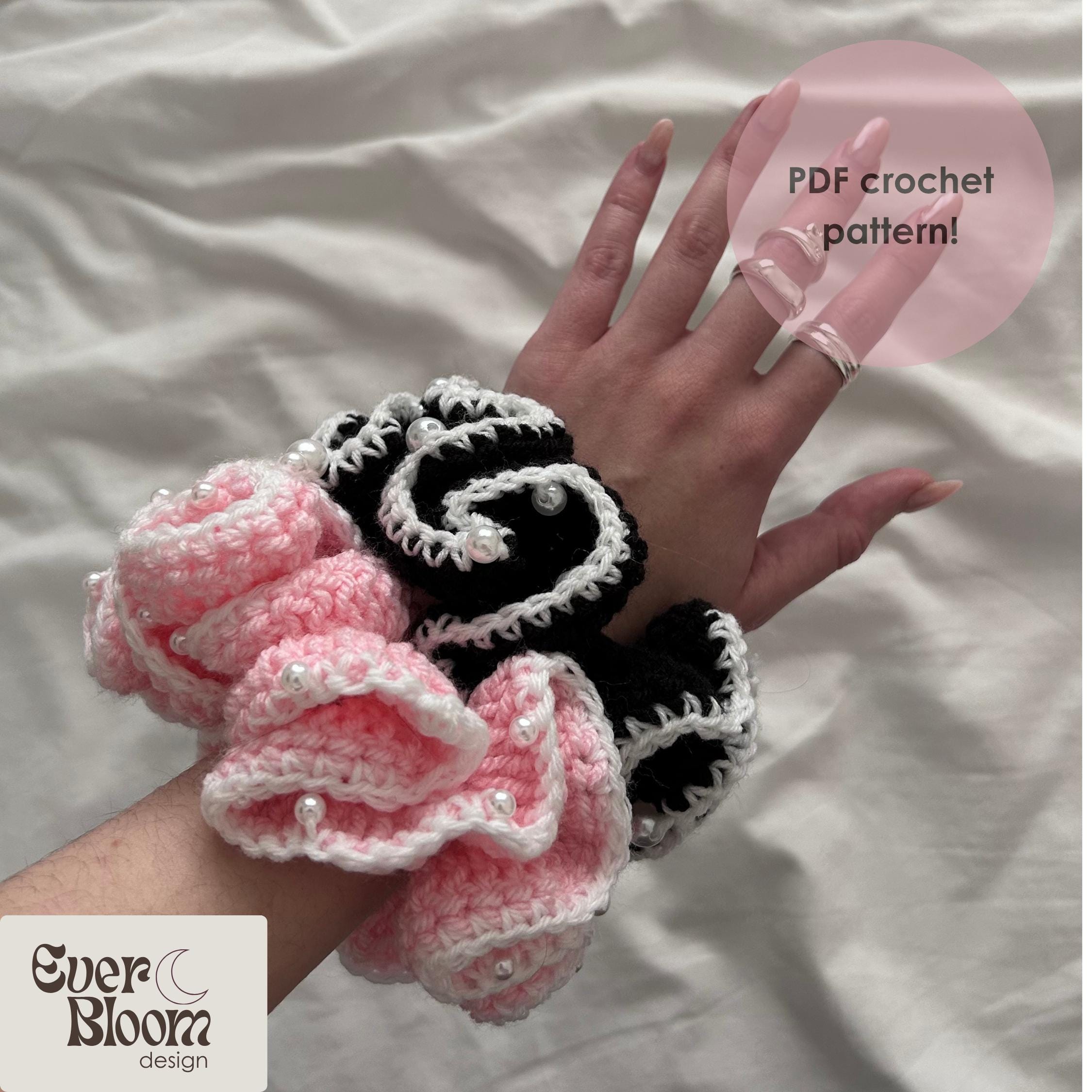 35 Beaded Crochet Patterns to Add Sparkle, Texture, and Giftable Charm 2 The Margot Scrunchie Crochet