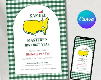Golf First Birthday Invitation: Par-Tee Theme, Editable Template (Digital Download)