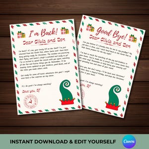 Gepersonaliseerde elfaankomstbrief | Bewerkbare elfenretourbrief | Kerstbrief elf, ik ben terug, vaarwel elfenbrief | Afdrukbaar op canvas