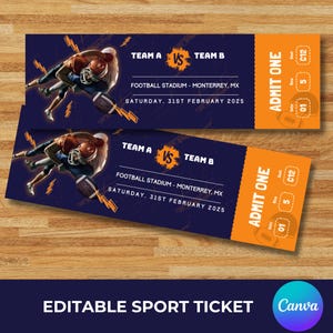 Personalized Football Ticket | Custom Football Game Ticket Gift | Surprise Gift Football Ticket | Instant Download | Sports Ticket