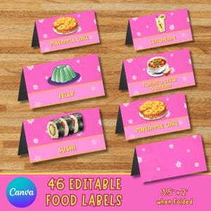 Pink Birthday Party Food Tent, Party Decor Food Label, Blue Dog Party Place Card, Birthday Food Tent Card, Food Center Card, Printable File