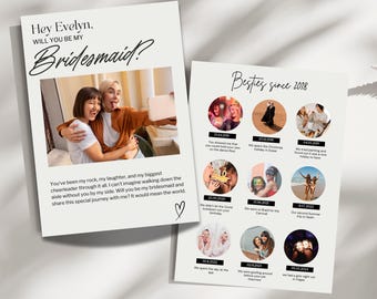 Bridesmaid Proposal Photo Card Template: Editable Maid of Honor Design (Digital Download)