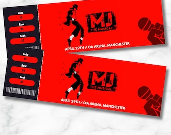 MJ the Musical Surprise Gift Ticket, Editable Surprise Gift Reveal, West End Shows, MJ the Musical Printable Keepsake, Michael Jackson