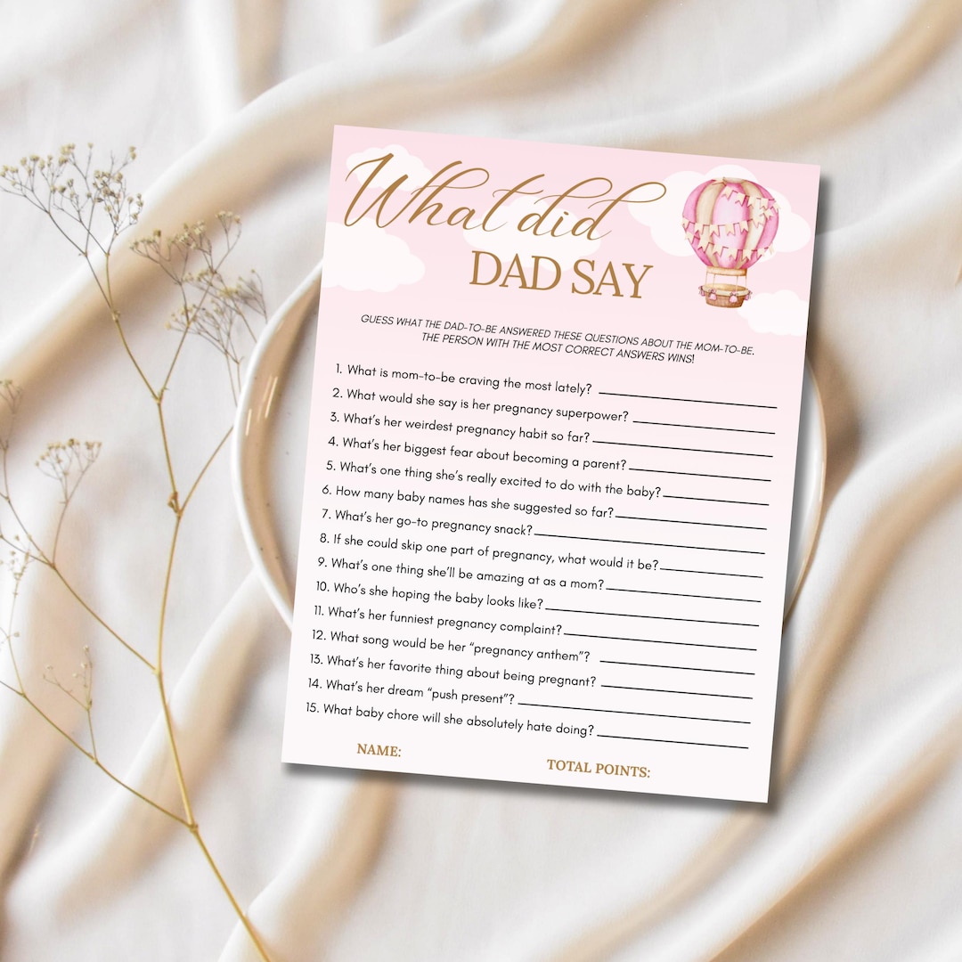 What Did the Dad Say Baby Shower Game, What Did Daddy Say, Baby Shower ...