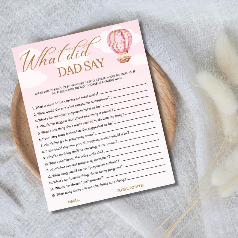What Did the Dad Say Baby Shower Game, What Did Daddy Say, Baby Shower ...