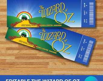 Personalised Wizard of Oz Broadway Ticket, Wizard of Oz Surprise Musical Theatre Ticket, Editable Memorabilia Keepsake, Instant Download