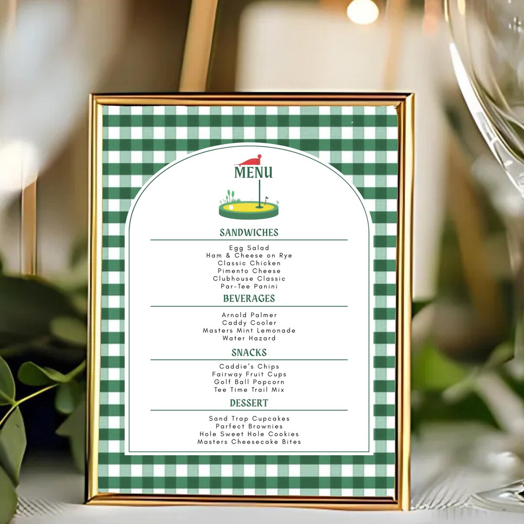 Golf Course Menu Template Editable Golf Party Menu Template | Par-tee Luncheon Sign (canva ...