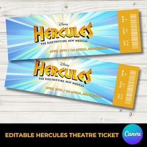 "Personalisierte Hercules-Musical-Theater-Eintrittskarte - ""druckbares Souvenirgeschenk"" |." Hercules Broadway Eintrittskarten | Sofortdownload | Bearbeitbar West End